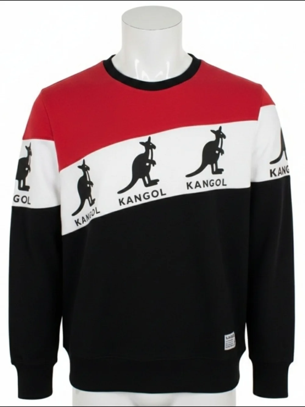 Kangol Men's Colorblock Red/White/Black Logo Sweatshirt-unisex